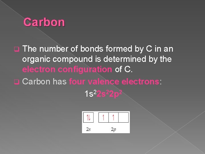 Carbon The number of bonds formed by C in an organic compound is determined