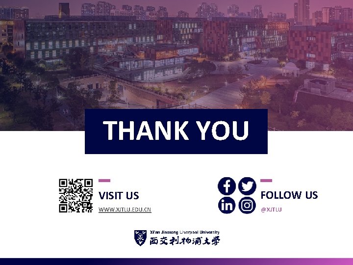 THANK YOU VISIT US FOLLOW US WWW. XJTLU. EDU. CN @XJTLU 