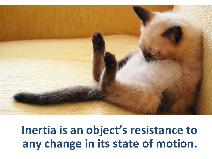 Inertia is an object’s resistance to any change in its state of motion. 
