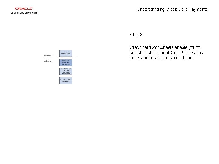 Understanding Credit Card Payments Step 3 Credit card worksheets enable you to select existing