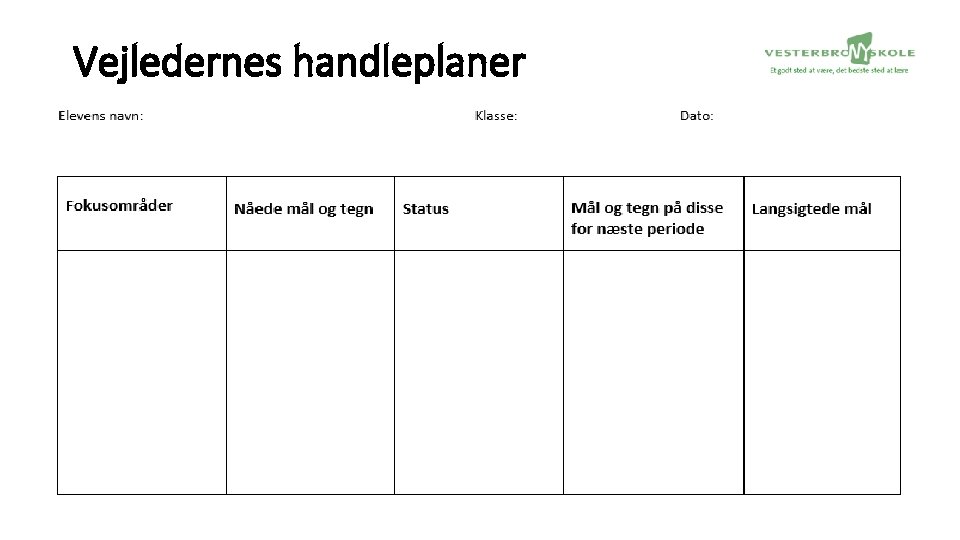 Vejledernes handleplaner 
