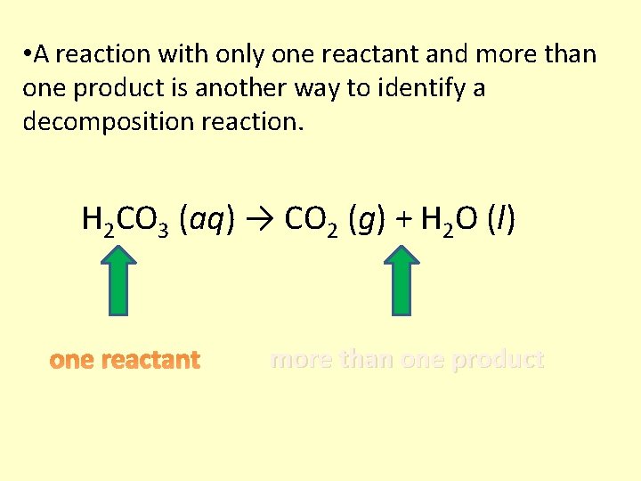  • A reaction with only one reactant and more than one product is