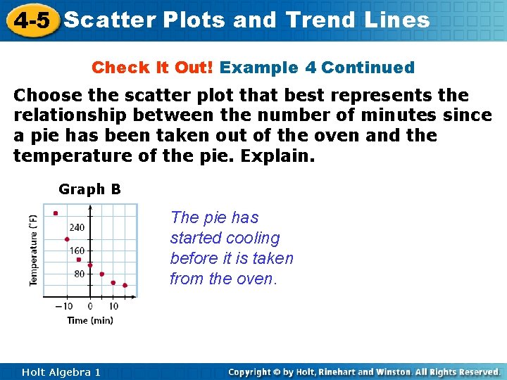4 -5 Scatter Plots and Trend Lines Check It Out! Example 4 Continued Choose