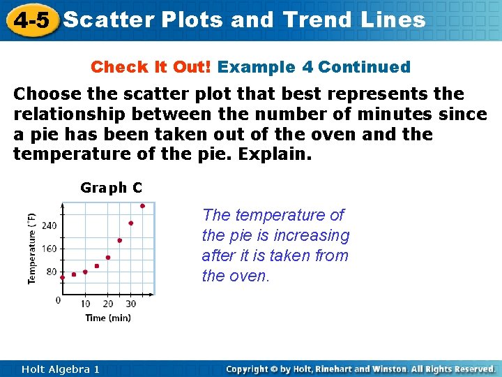 4 -5 Scatter Plots and Trend Lines Check It Out! Example 4 Continued Choose