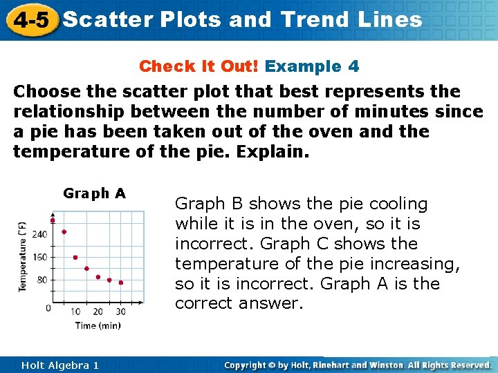 4 -5 Scatter Plots and Trend Lines Check It Out! Example 4 Choose the