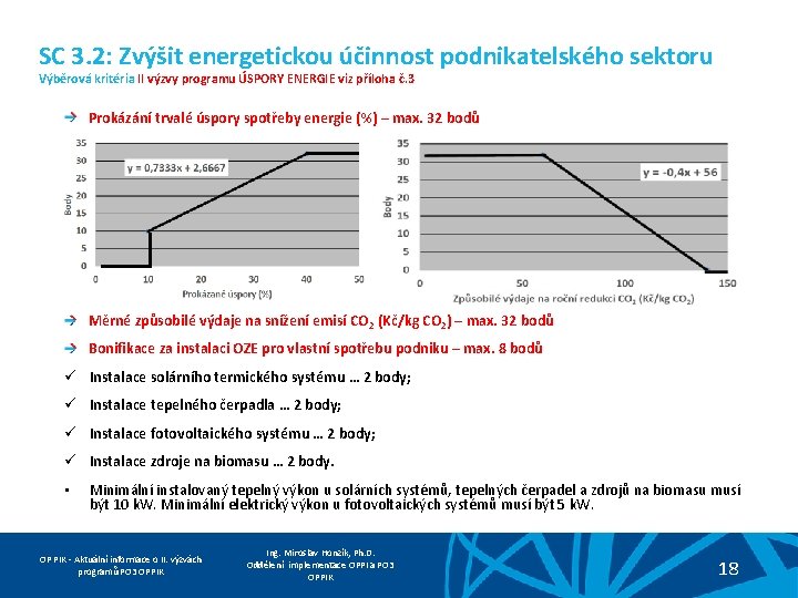SC 3. 2: Zvýšit energetickou účinnost podnikatelského sektoru Výběrová kritéria II výzvy programu ÚSPORY