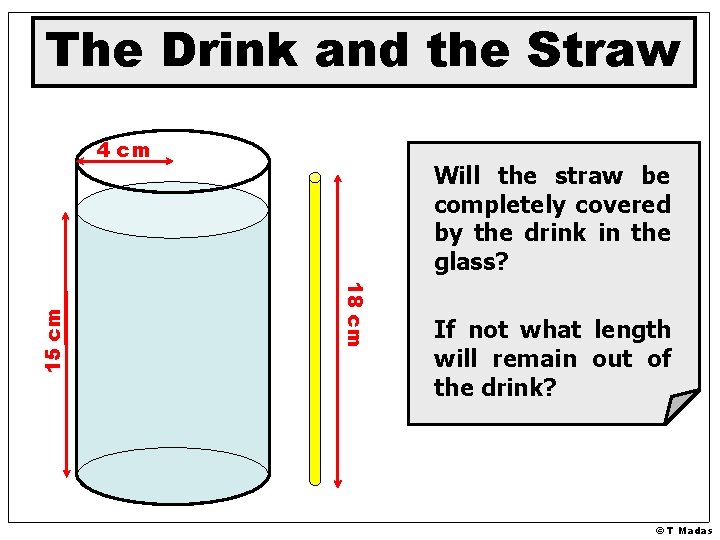 The Drink and the Straw Will the straw be completely covered by the drink