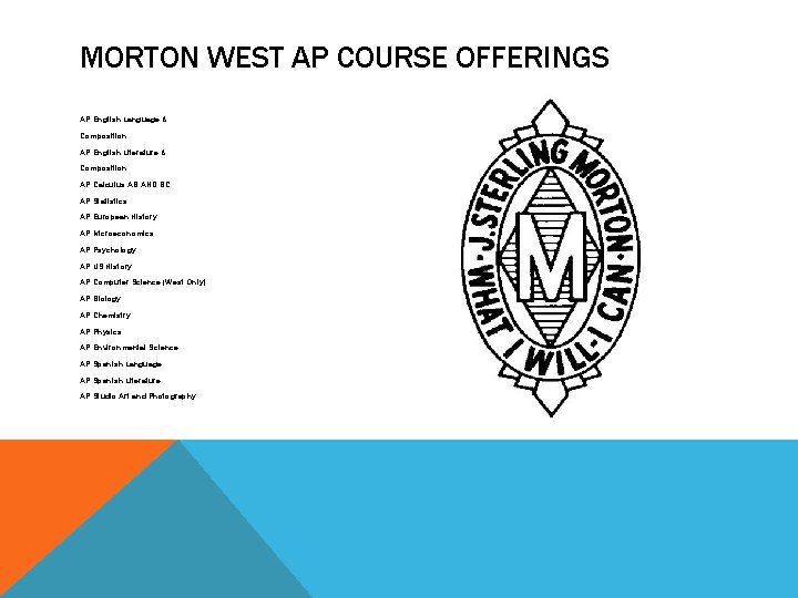 MORTON WEST AP COURSE OFFERINGS AP English Language & Composition AP English Literature &