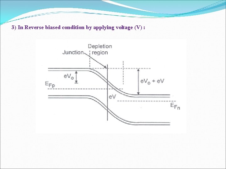 3) In Reverse biased condition by applying voltage (V) : 