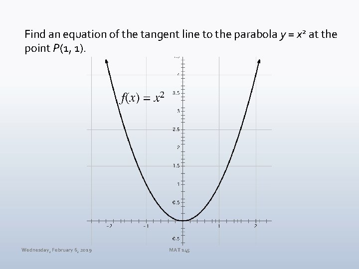 Find an equation of the tangent line to the parabola y = x 2
