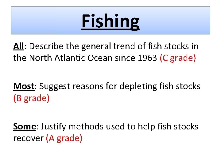 Fishing All: Describe the general trend of fish stocks in the North Atlantic Ocean