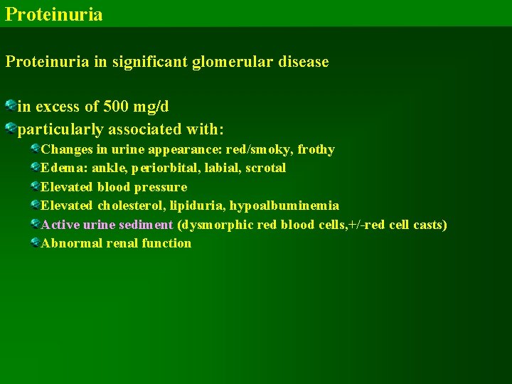 Proteinuria in significant glomerular disease in excess of 500 mg/d particularly associated with: Changes