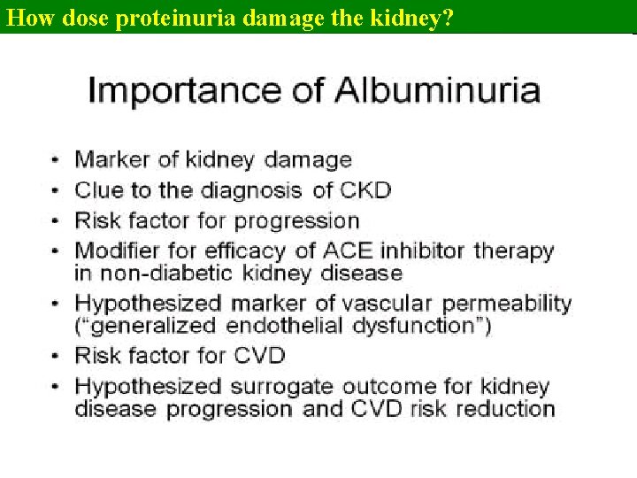 How dose proteinuria damage the kidney? 