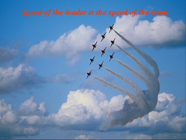Speed of the leader is the speed of the team Speed of the leader is the speed of the team
