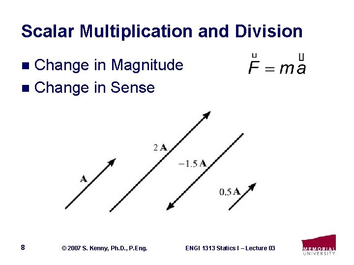 Scalar Multiplication and Division Change in Magnitude n Change in Sense n 8 ©