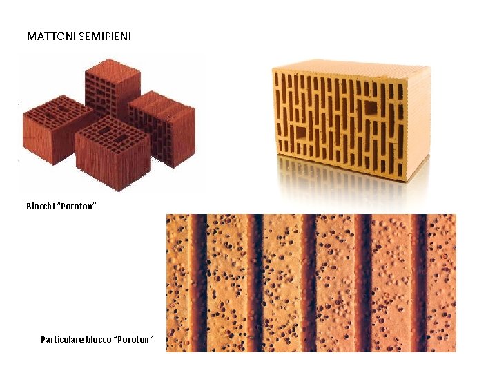 MATTONI SEMIPIENI Blocchi “Poroton” Particolare blocco “Poroton” 