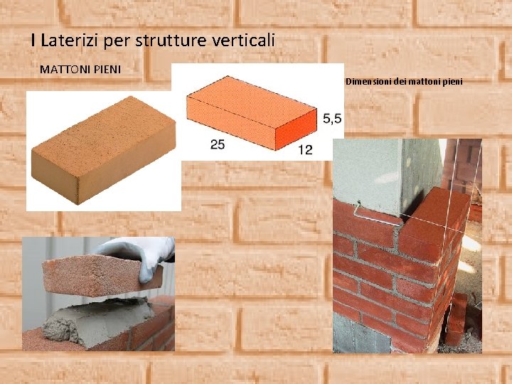 I Laterizi per strutture verticali MATTONI PIENI Dimensioni dei mattoni pieni 