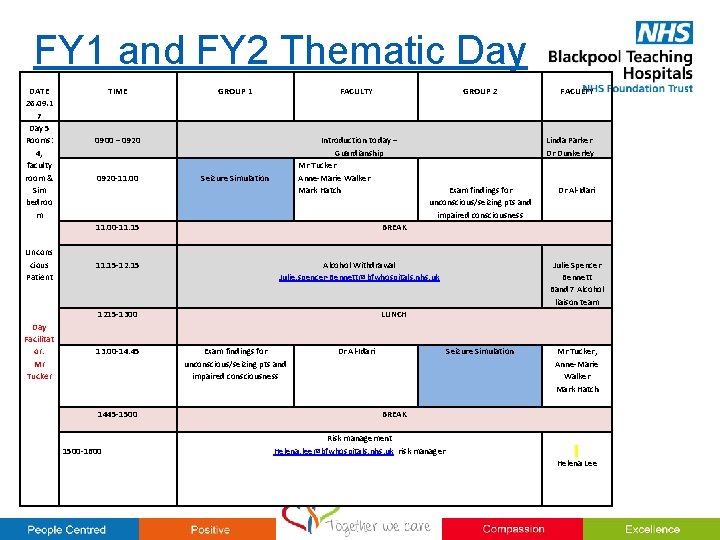 FY 1 and FY 2 Thematic Day DATE TIME 26. 09. 1 7 Day FY 1 and FY 2 Thematic Day DATE TIME 26. 09. 1 7 Day