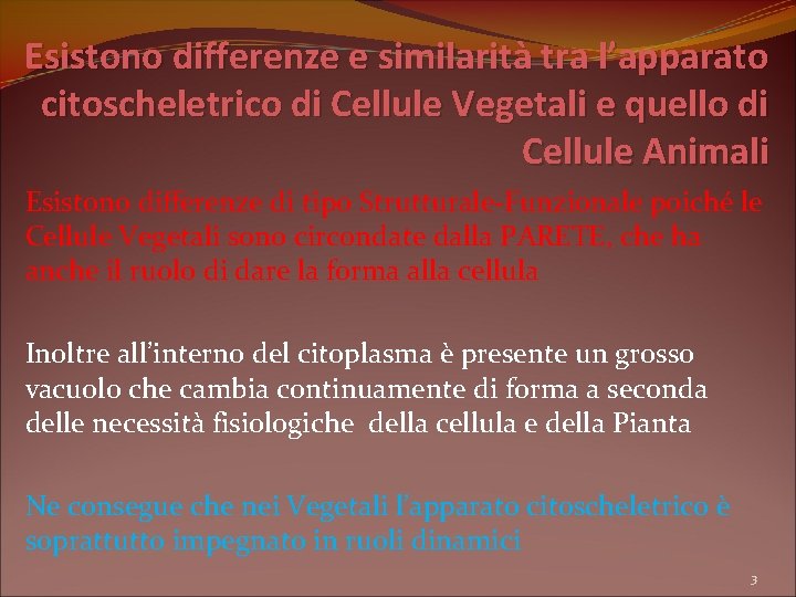 Esistono differenze e similarità tra l’apparato citoscheletrico di Cellule Vegetali e quello di Cellule