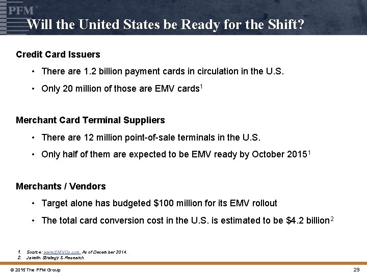 Will the United States be Ready for the Shift? Credit Card Issuers • There