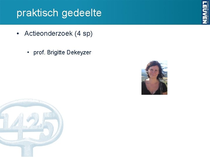 praktisch gedeelte • Actieonderzoek (4 sp) • prof. Brigitte Dekeyzer 