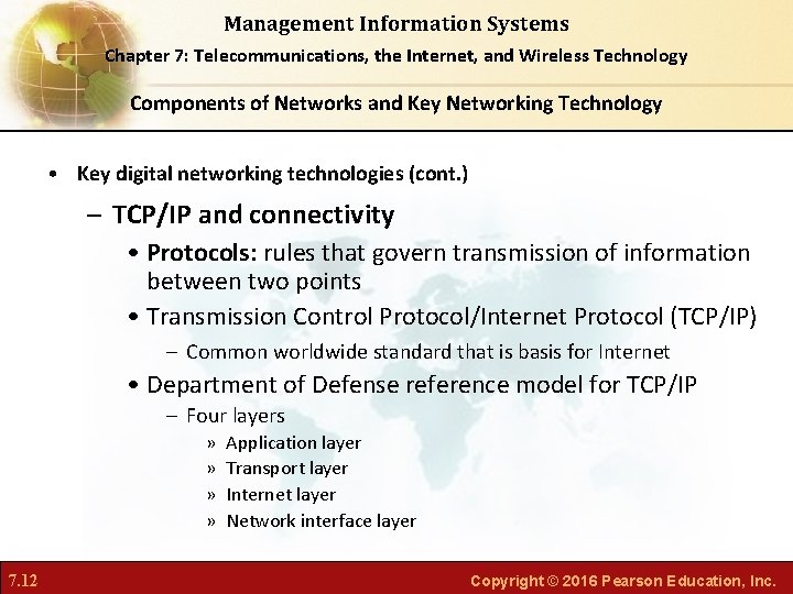 Management Information Systems Chapter 7: Telecommunications, the Internet, and Wireless Technology Components of Networks