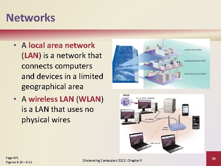 Networks • A local area network (LAN) is a network that connects computers and