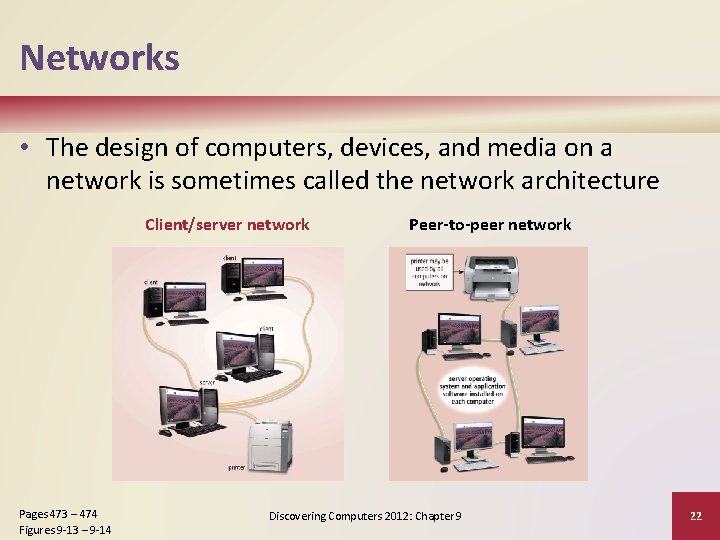 Networks • The design of computers, devices, and media on a network is sometimes