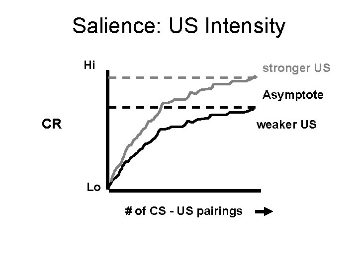 Salience: US Intensity Hi stronger US Asymptote CR weaker US Lo # of CS