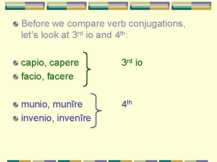 Before we compare verb conjugations, let’s look at 3 rd io and 4 th: Before we compare verb conjugations, let’s look at 3 rd io and 4 th: