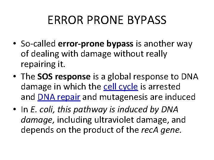 ERROR PRONE BYPASS • So-called error-prone bypass is another way of dealing with damage
