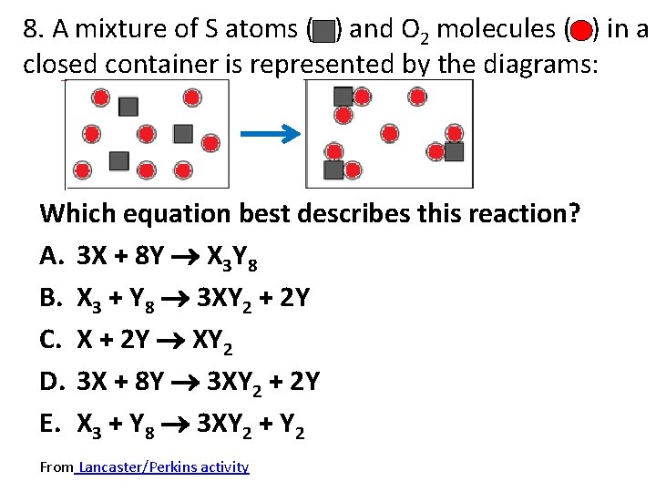 8. A mixture of S atoms ( ) and O 2 molecules ( )