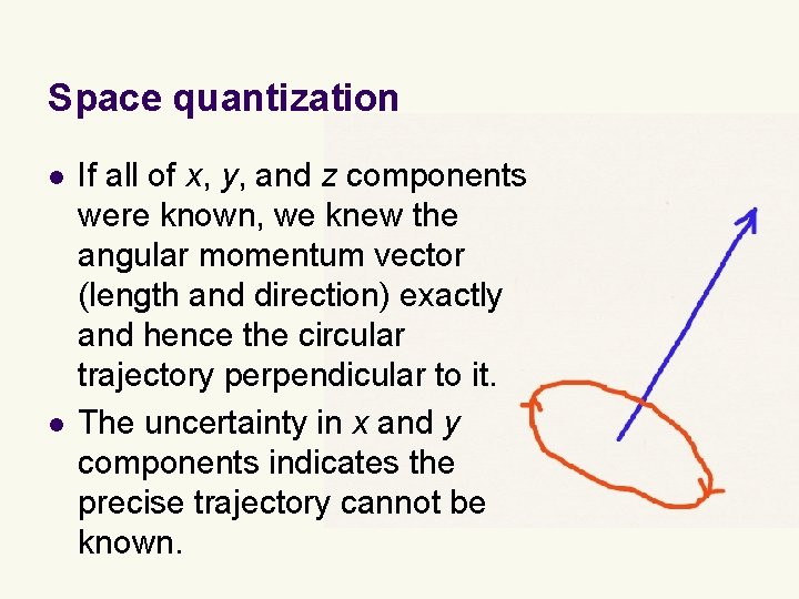 Space quantization l l If all of x, y, and z components were known,