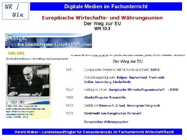 Digitale Medien im Fachunterricht Europäische Wirtschafts- und Währungsunion Der Weg zur EU WR 10.