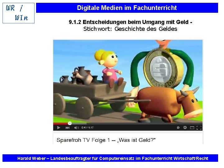 Digitale Medien im Fachunterricht 9. 1. 2 Entscheidungen beim Umgang mit Geld Stichwort: Geschichte
