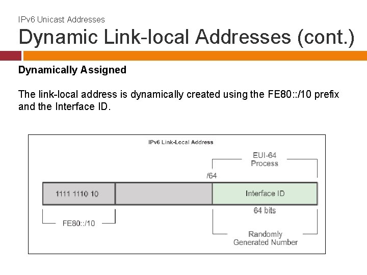 IPv 6 Unicast Addresses Dynamic Link-local Addresses (cont. ) Dynamically Assigned The link-local address