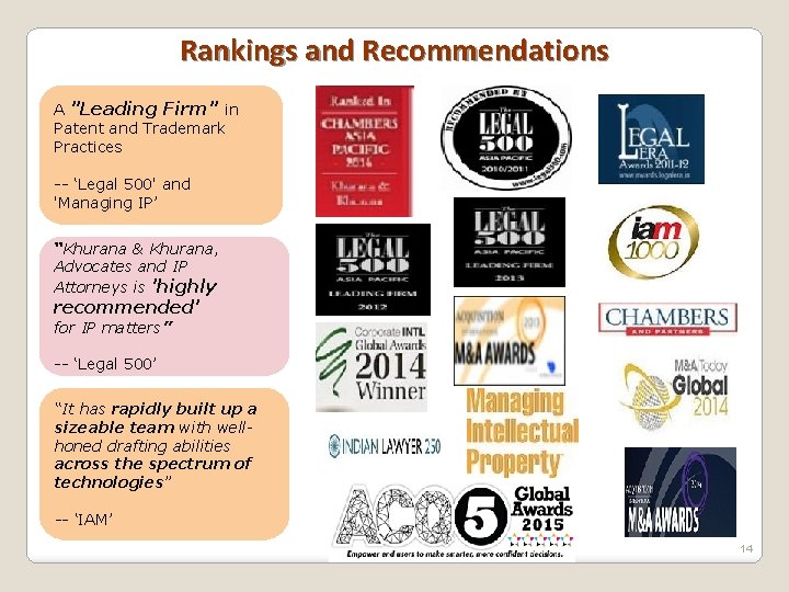 Rankings and Recommendations A "Leading Firm" in Patent and Trademark Practices -- ‘Legal 500'