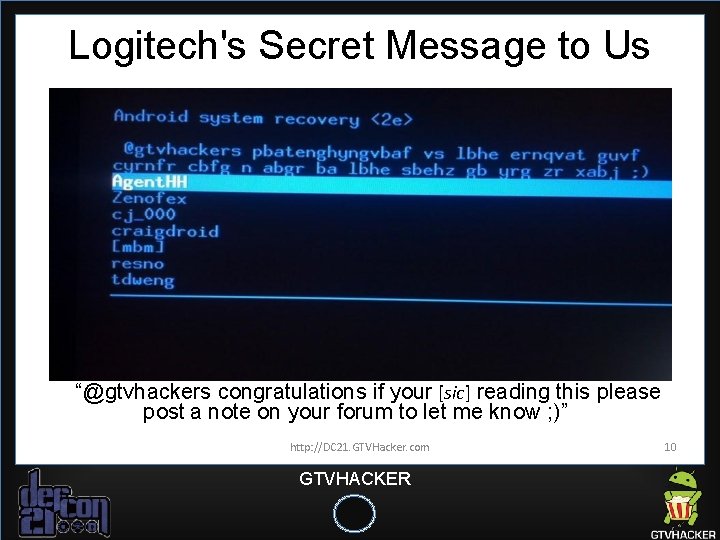 Logitech's Secret Message to Us “@gtvhackers congratulations if your [sic] reading this please post