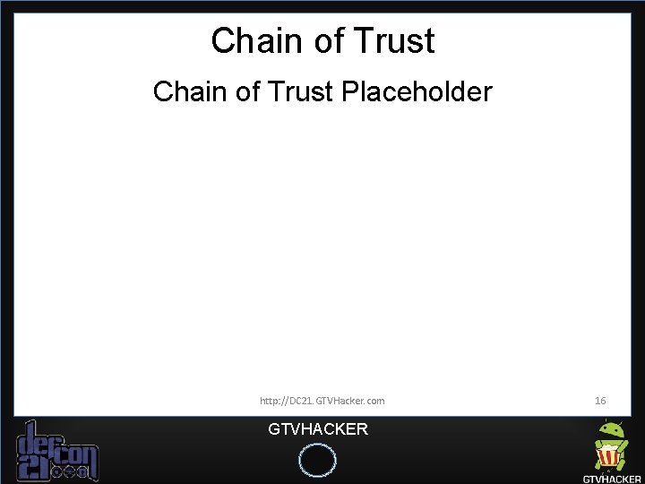 Chain of Trust Placeholder http: //DC 21. GTVHacker. com GTVHACKER 16 Chain of Trust Placeholder http: //DC 21. GTVHacker. com GTVHACKER 16