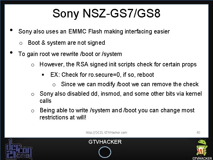Sony NSZ-GS 7/GS 8 • Sony also uses an EMMC Flash making interfacing easier Sony NSZ-GS 7/GS 8 • Sony also uses an EMMC Flash making interfacing easier