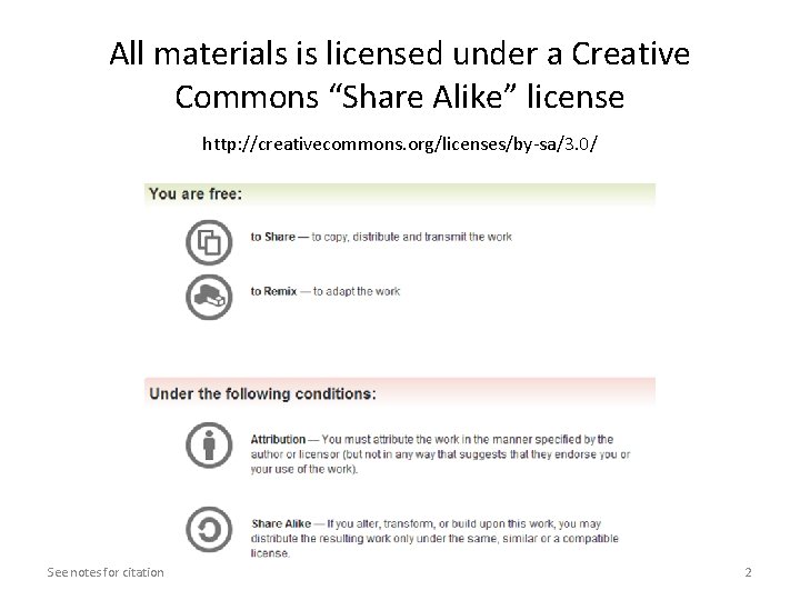 All materials is licensed under a Creative Commons “Share Alike” license http: //creativecommons. org/licenses/by-sa/3. All materials is licensed under a Creative Commons “Share Alike” license http: //creativecommons. org/licenses/by-sa/3.