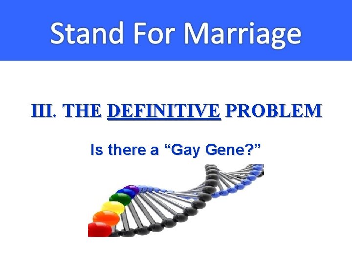 III. THE DEFINITIVE PROBLEM Is there a “Gay Gene? ” 