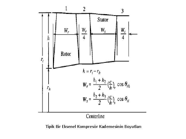 Tipik Bir Eksenel Kompresör Kademesinin Boyutları 