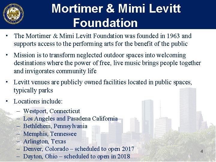 Mortimer & Mimi Levitt Foundation • The Mortimer & Mimi Levitt Foundation was founded