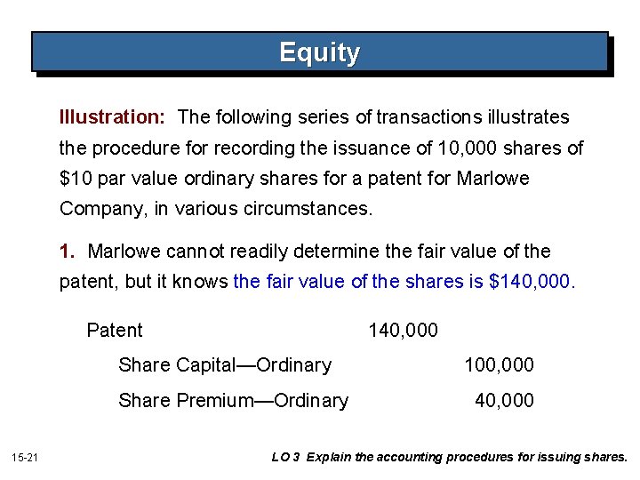 Equity Illustration: The following series of transactions illustrates the procedure for recording the issuance Equity Illustration: The following series of transactions illustrates the procedure for recording the issuance