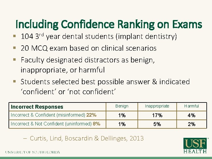 Including Confidence Ranking on Exams § 104 3 rd year dental students (implant dentistry)