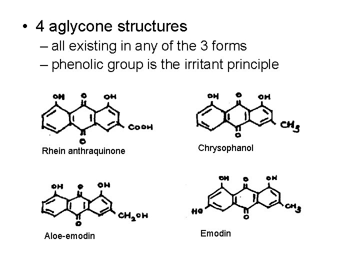  • 4 aglycone structures – all existing in any of the 3 forms