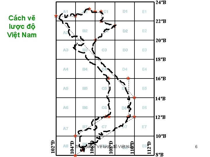 24ºB A 1 Cách vẽ lược độ Việt Nam C 1 B 1 D