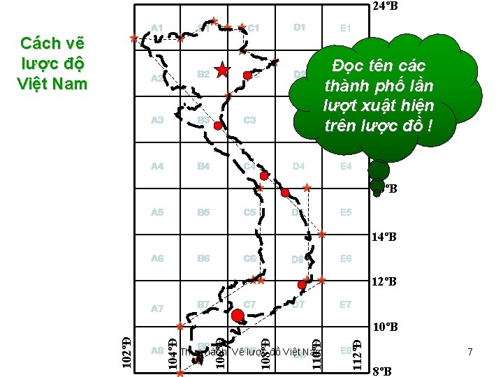 24ºB A 1 Cách vẽ lược độ Việt Nam C 1 B 1 D