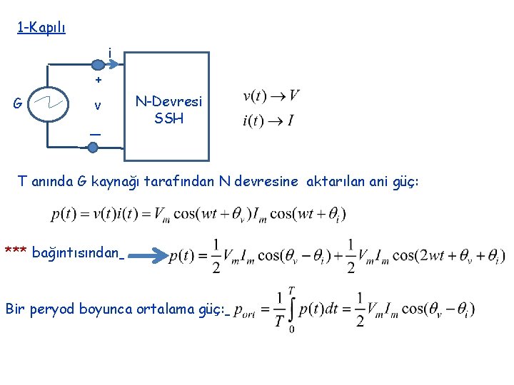 1 -Kapılı i + G v _ N-Devresi SSH T anında G kaynağı tarafından